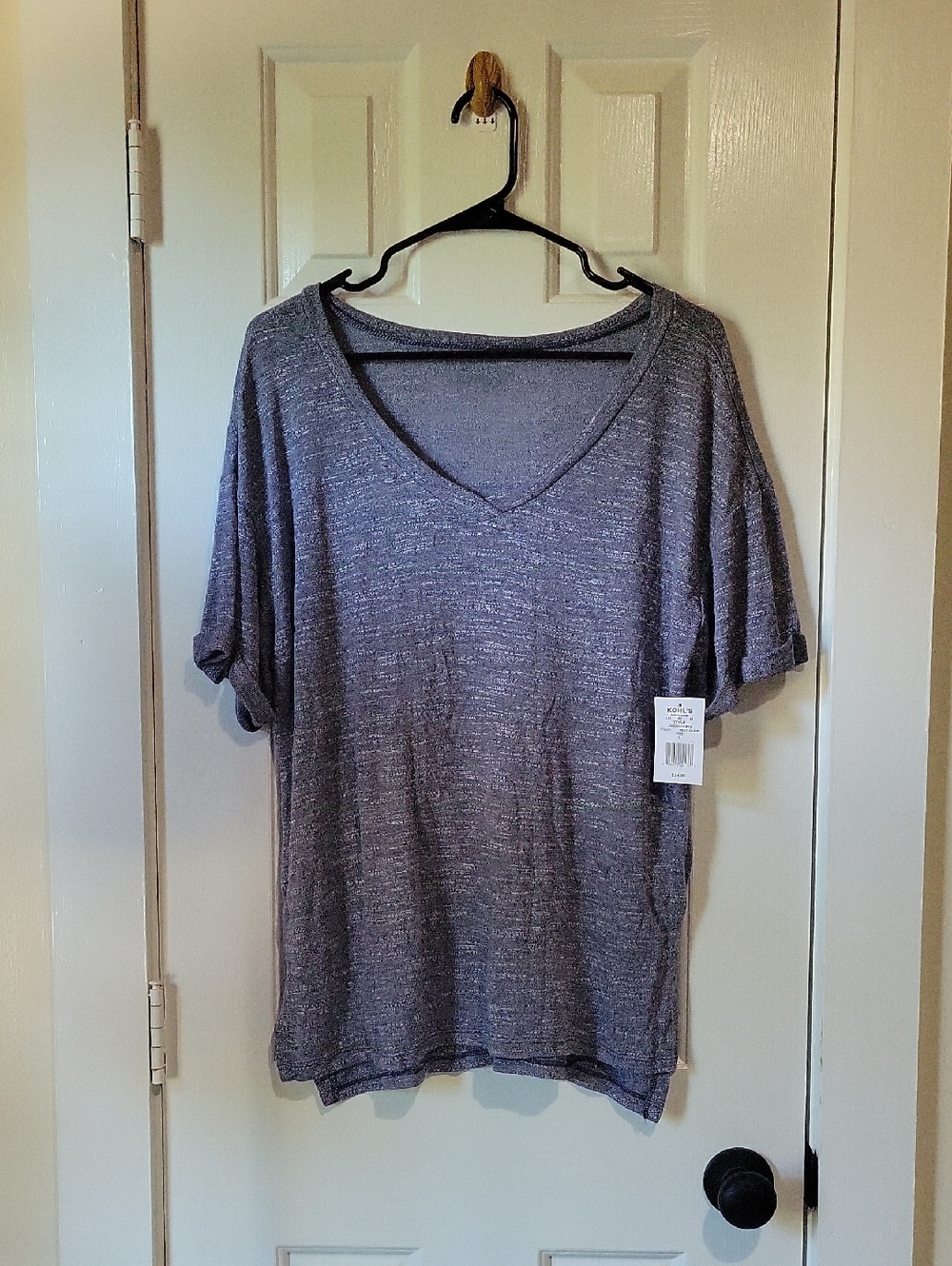 NWT Mudd Heathered Gray V-Neck Short Sleeve Top